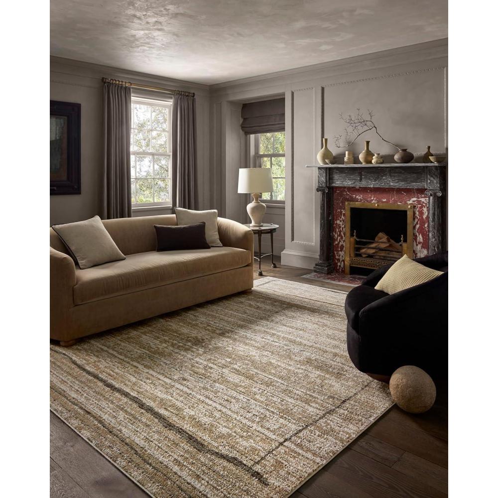 imageLoloi Jeremiah Brent Bleecker Collection BLE05 NaturalCharcoal 53quot x 76quot Area RugNatural Charcoal