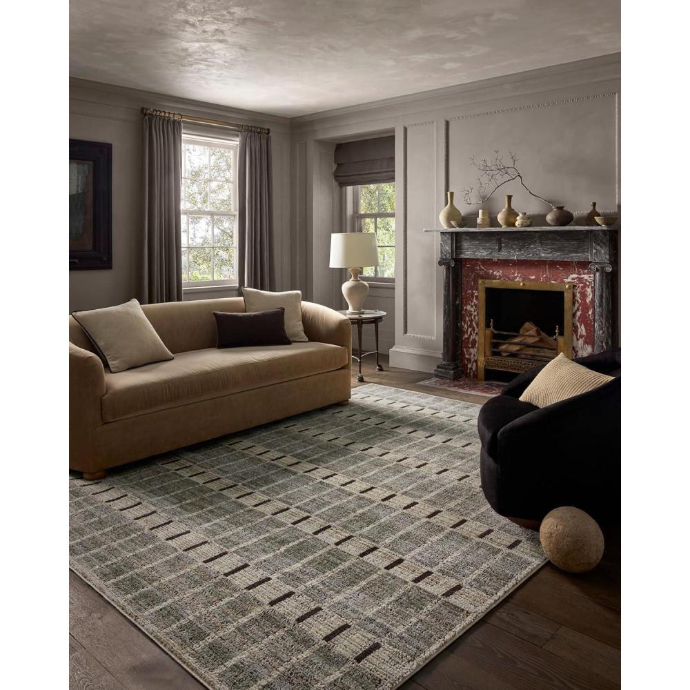 imageLoloi Jeremiah Brent Bleecker Collection BLE05 NaturalCharcoal 53quot x 76quot Area RugSage Granite