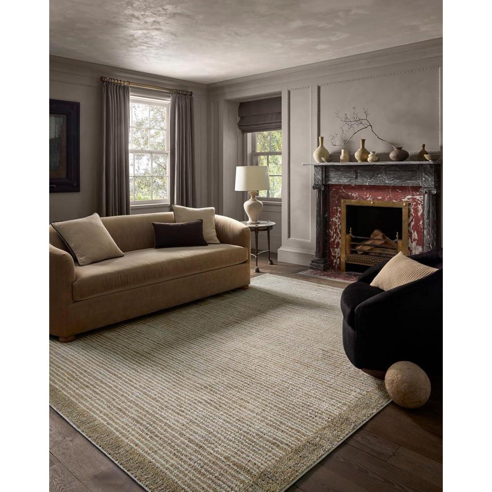 imageLoloi Jeremiah Brent Bleecker Collection BLE05 NaturalCharcoal 53quot x 76quot Area RugSand Charcoal