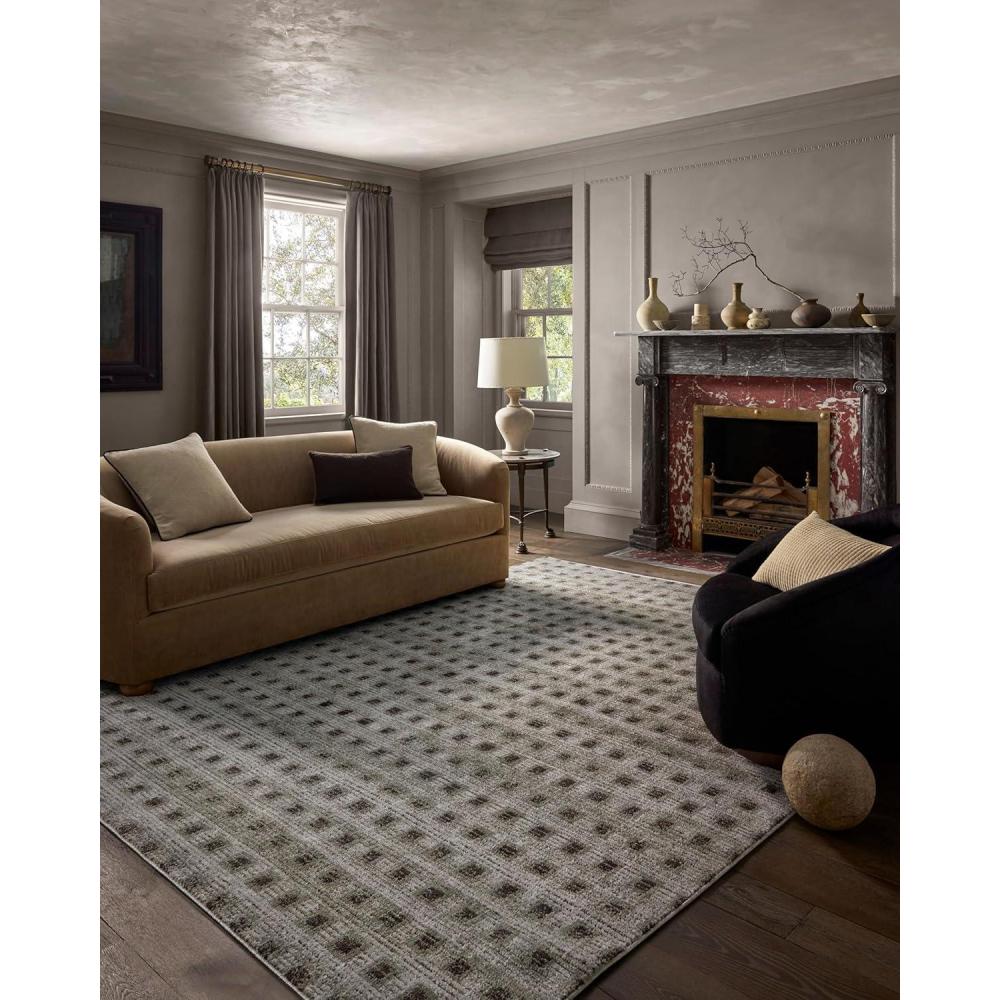 imageLoloi Jeremiah Brent Bleecker Collection BLE05 NaturalCharcoal 53quot x 76quot Area RugSilver Charcoal