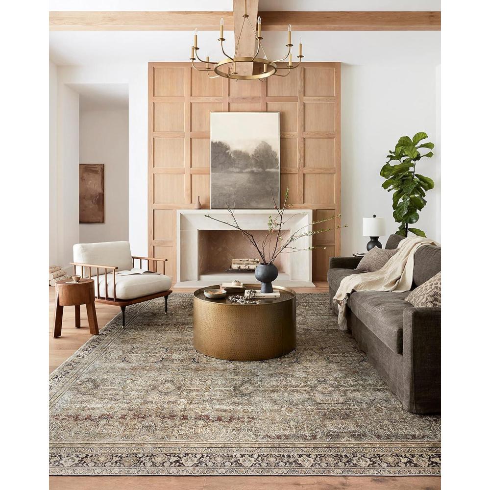 imageLoloi Layla Collection LAY03 OliveCharcoal 50quot x 76quot 13quot Thick Area Rug Soft Durable Vintage Inspired Distressed Low Pile NonShedding Easy Clean Printed Living Room RugOlive Charcoal