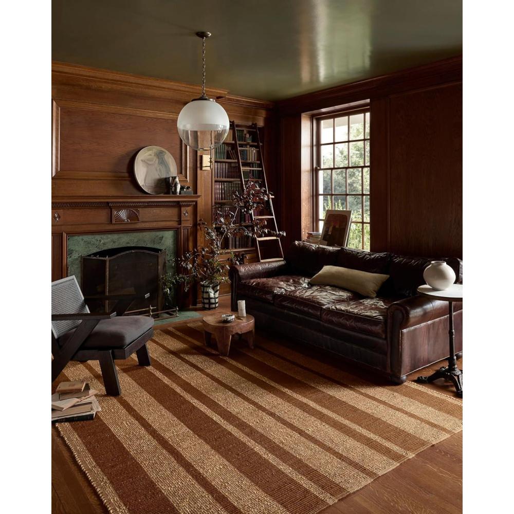 imageLoloi Leanne Ford Weatherstaff Collection WTS01 EspressoNatural 93quot x 13 Area Rug Jute Striped Neutral Living Room Bedroom Dining RoomCinnamon Natural