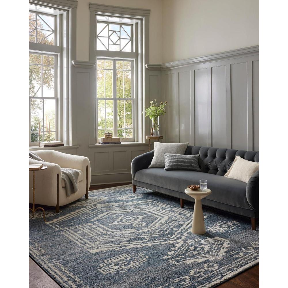imageLoloi Magnolia Home by Joanna Gaines Gigi Collection GIG01 GreyIvory 53quot x 76quot Area RugDenim  Ivory