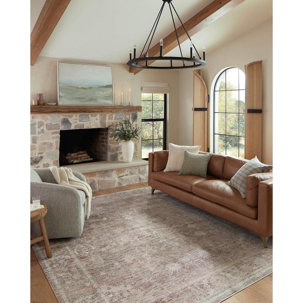 imageLoloi Magnolia Home by Joanna Gaines Millie Collection MIE02 SkyGold 710quot x 10 25quot Pile Height Area RugBrick Fog