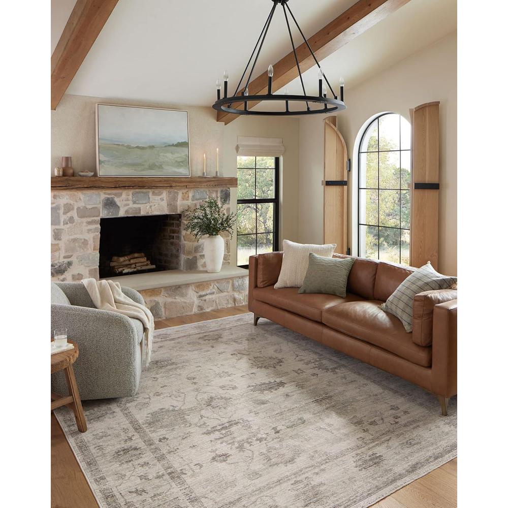 imageLoloi Magnolia Home by Joanna Gaines Millie Collection MIE02 SkyGold 710quot x 10 25quot Pile Height Area RugSilver Dove