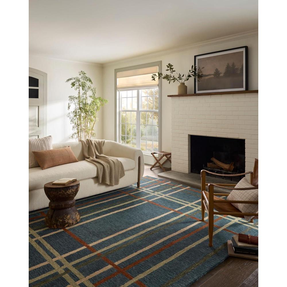 imageLoloi Magnolia Home by Joanna Gaines Waylon Collection WAY01 NaturalBark 79quot x 99quot Area RugDenim  Multi