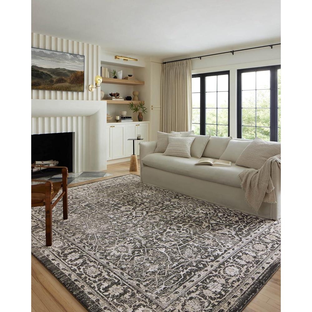 imageLoloi Odette Collection ODT03 IvoryBeige 710quot x 10 Area RugCharcoal  Silver