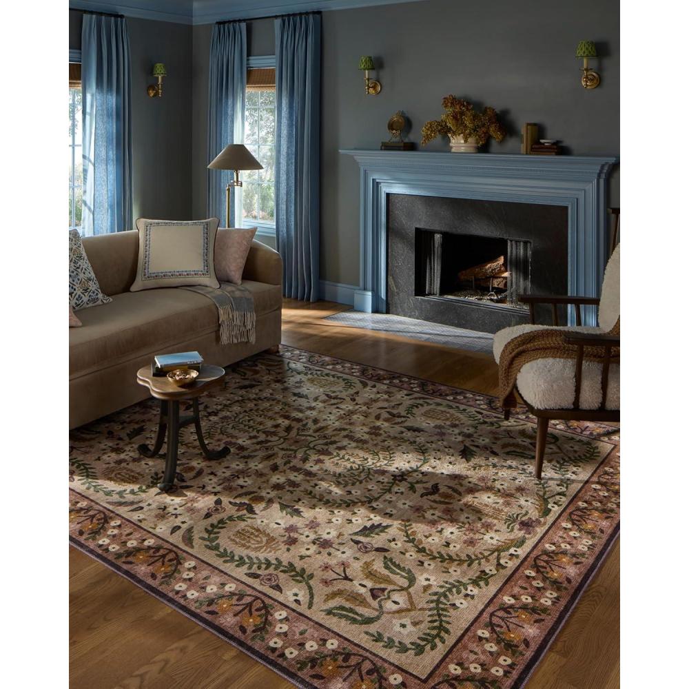 imageLoloi Rifle Paper Co Canopy Collection CNP03 Aubergine 76quot x 96quot Area RugAubergine