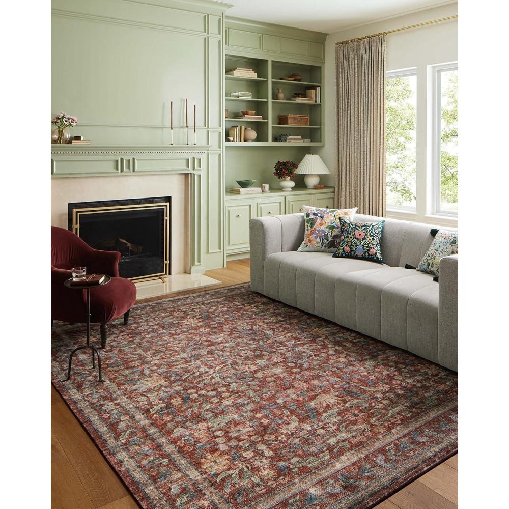 imageLoloi Rifle Paper Co Courtyard Collection COU02 Red 76quot x 96quot Area Rug feat CloudPileCrimson