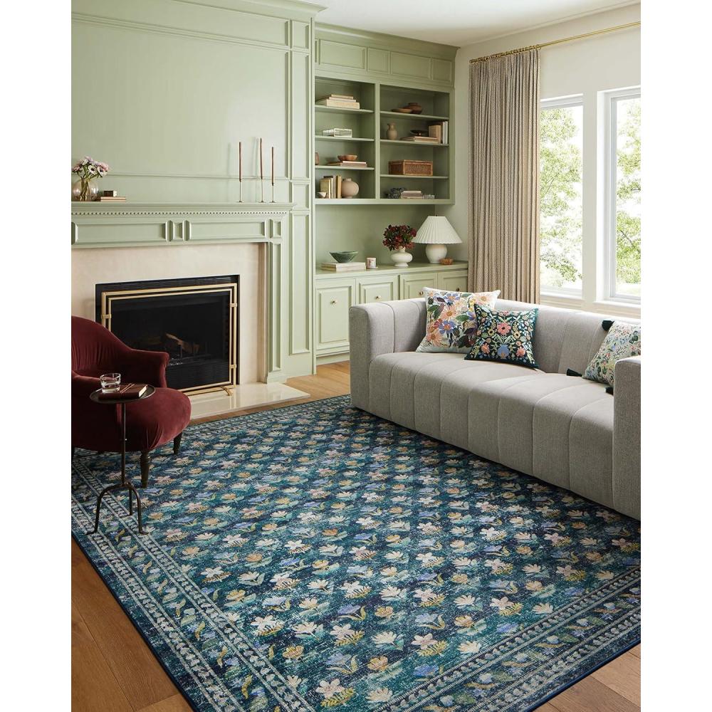 imageLoloi Rifle Paper Co Courtyard Collection COU02 Red 76quot x 96quot Area Rug feat CloudPileEmerald