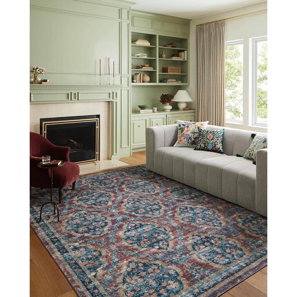 imageLoloi Rifle Paper Co Courtyard Collection COU02 Red 76quot x 96quot Area Rug feat CloudPileRed