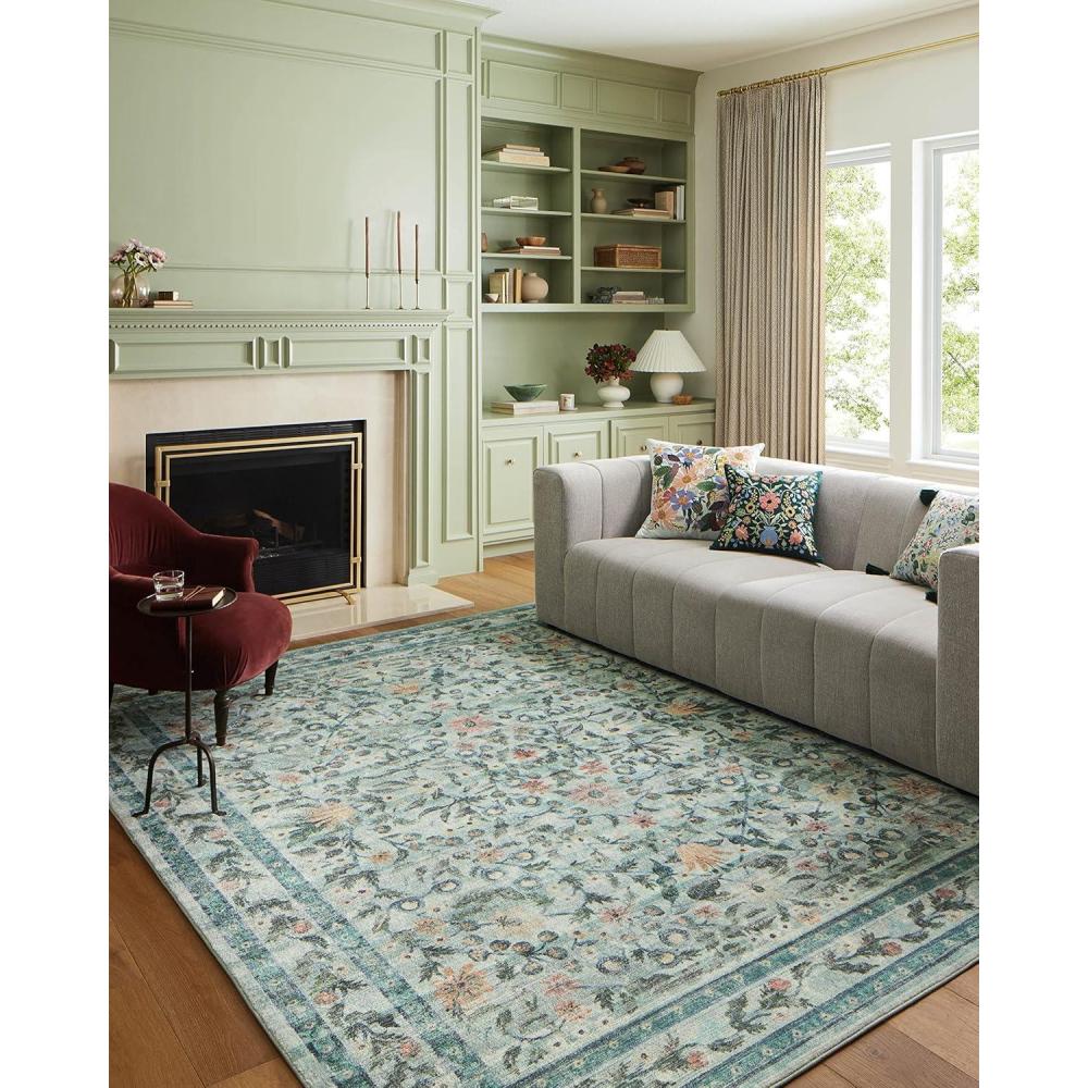 imageLoloi Rifle Paper Co Courtyard Collection COU02 Red 76quot x 96quot Area Rug feat CloudPileSage