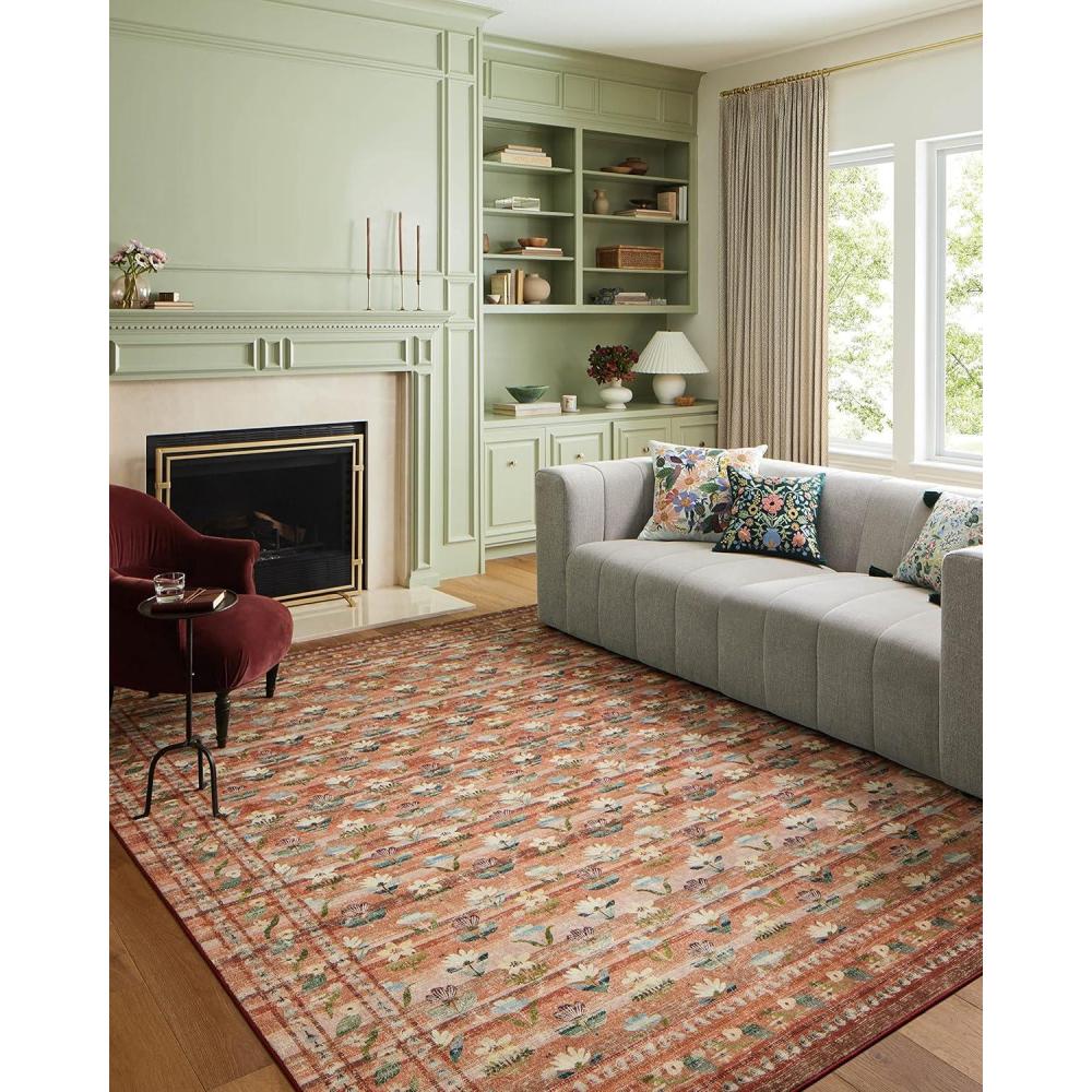 imageLoloi Rifle Paper Co Courtyard Collection COU02 Red 76quot x 96quot Area Rug feat CloudPileTerracotta