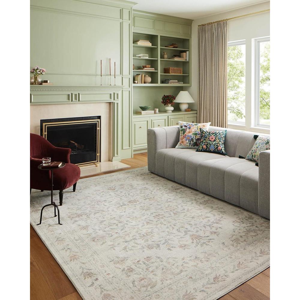 imageLoloi Rifle Paper Co Courtyard Collection COU02 Red 76quot x 96quot Area Rug feat CloudPileYellow Multi