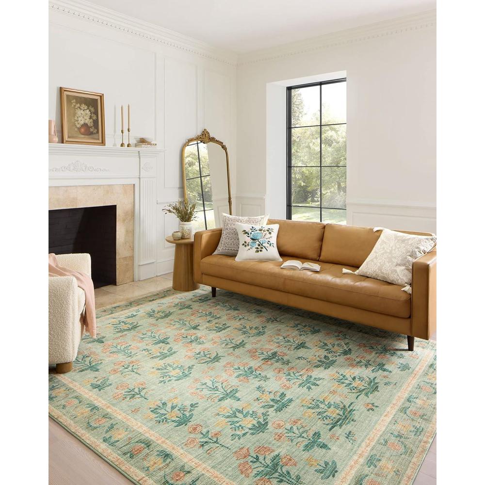 imageLoloi Rifle Paper Co Eden Collection EDE02 Mughal Garden Black 76quot x 96quot Area Rug feat CloudPileMughal Rose Moss