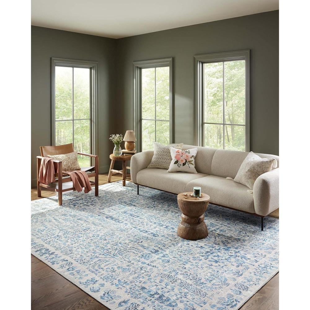 imageLoloi Rifle Paper Co Maison Collection MAO07 Khaki 76quot x 96quot 19quot Pile Height Area RugBlue