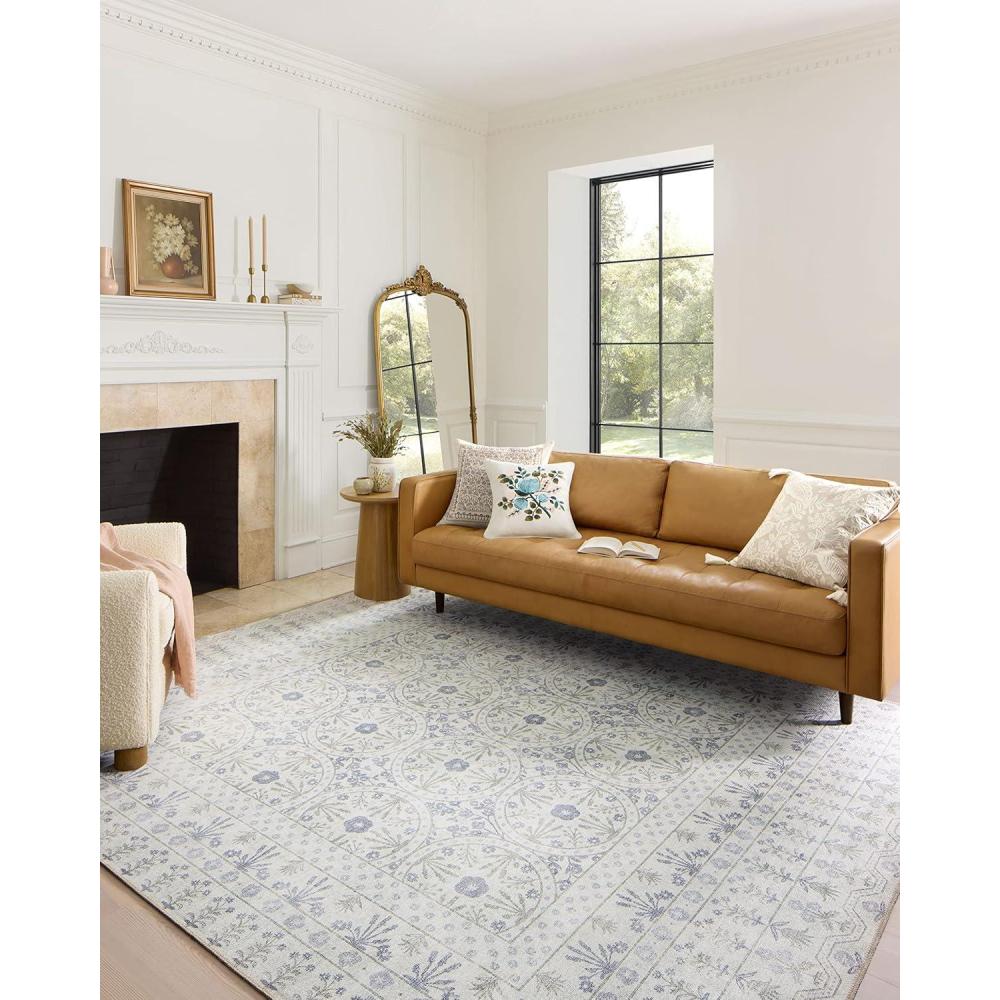 imageLoloi Rifle Paper Co Maison Collection MAO07 Khaki 76quot x 96quot 19quot Pile Height Area RugRosette Ivory