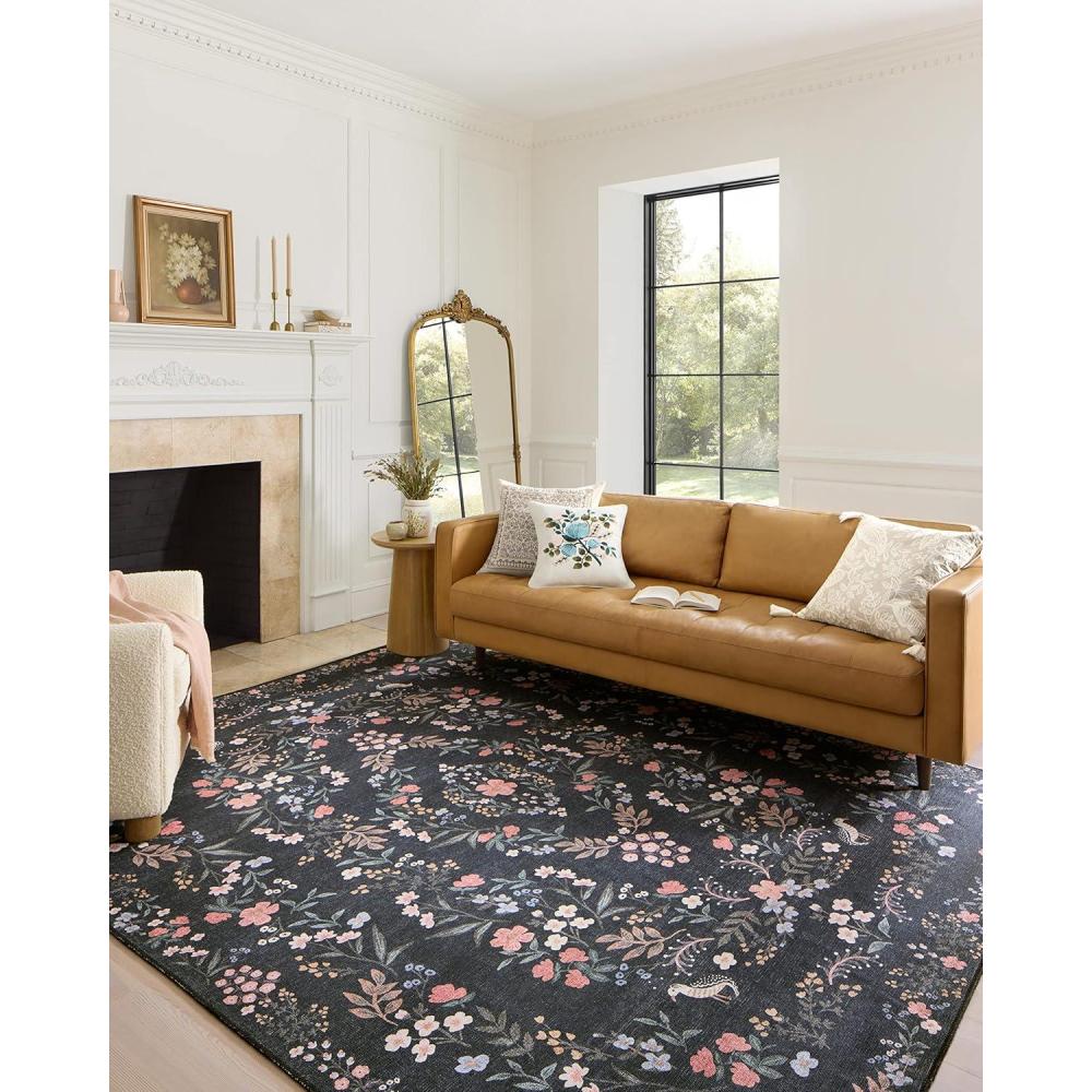 imageLoloi Rifle Paper Co Maison Collection MAO07 Khaki 76quot x 96quot 19quot Pile Height Area RugTuileries Black