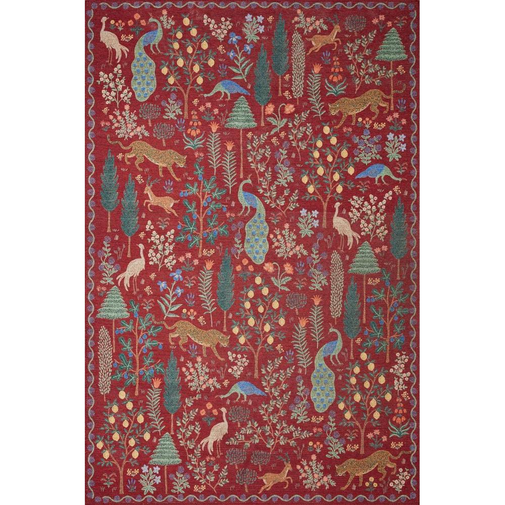 imageLoloi Rifle Paper Co Menagerie Cream 50quot x 76quot Area RugCrimson