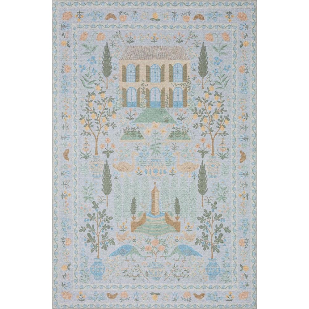 imageLoloi Rifle Paper Co Menagerie Cream 50quot x 76quot Area RugLt Blue