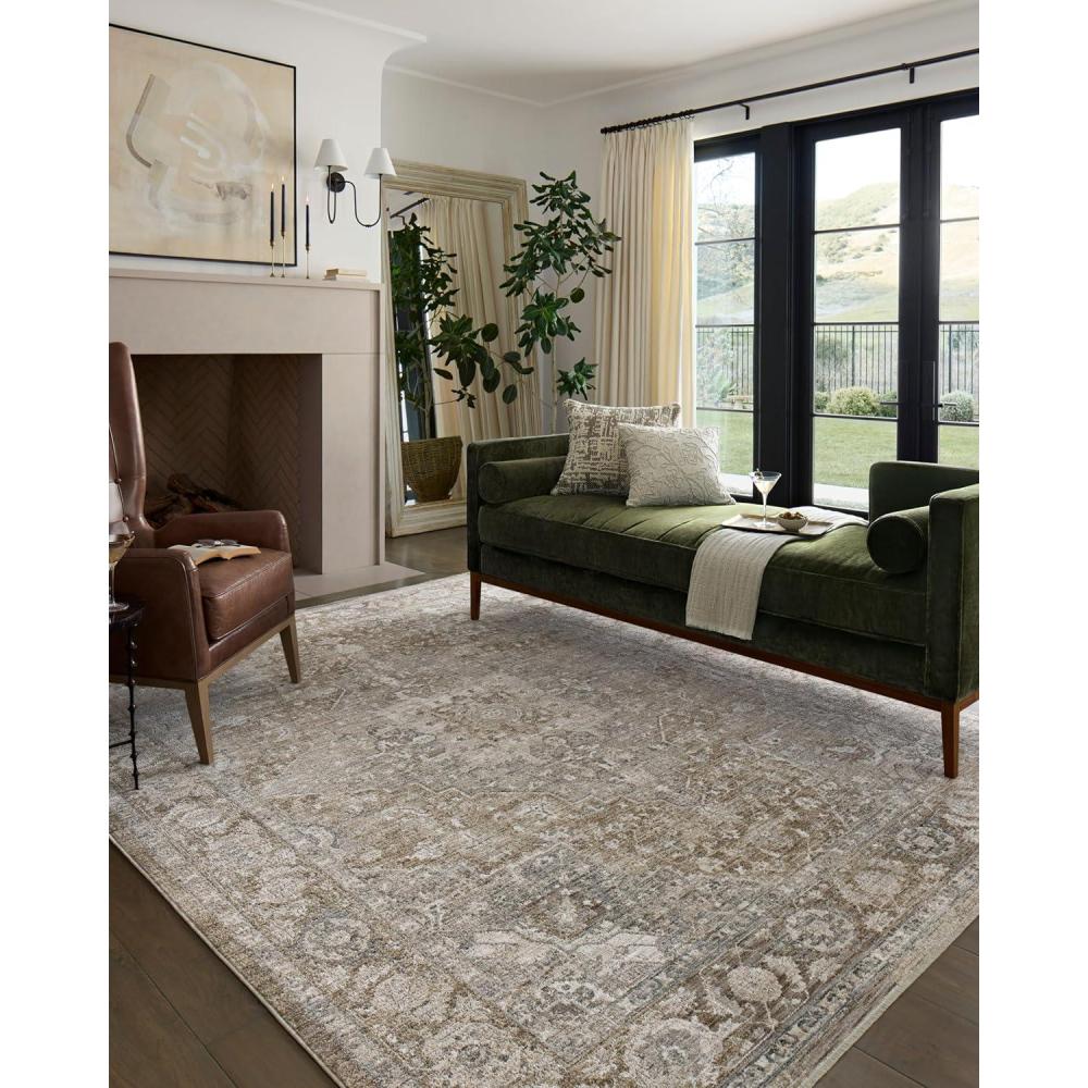 imageLoloi Tabitha Collection TAI02 TaupePebble 96quot x 13 Area RugKhaki Slate
