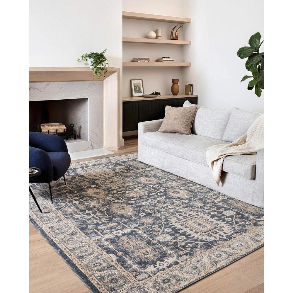imageLoloi Teagan Collection TEA01 NaturalLt Grey 711quot x 106quot Area Rug Large Soft Neutral Rug HighTraffic for Living Room Bedroom Home Office Dining AreaDenim  Pebble