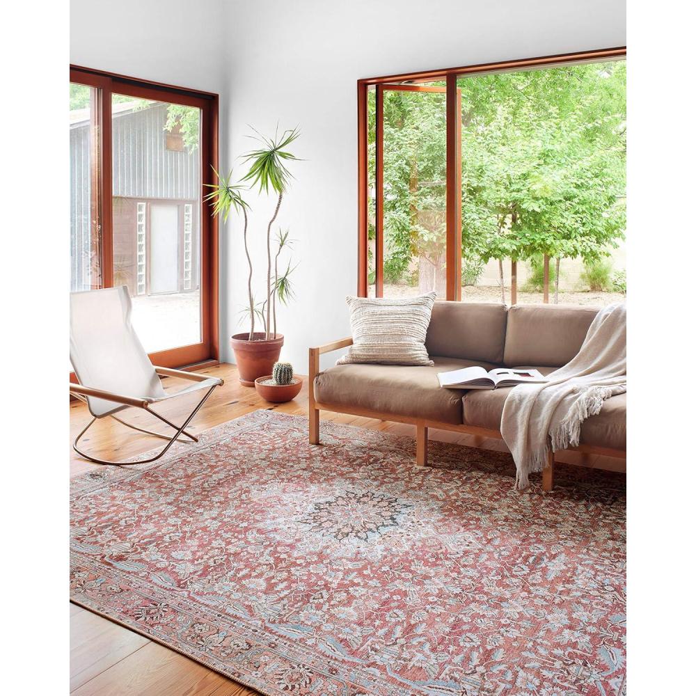 imageLoloi Wynter Collection WYN02 AuburnMulti 86quot x 116quot Area Rug 13quot Thick Area Rug Soft Durable Printed Vintage Inspired Low Pile NonShedding Easy Clean Living Room RugTomato Teal