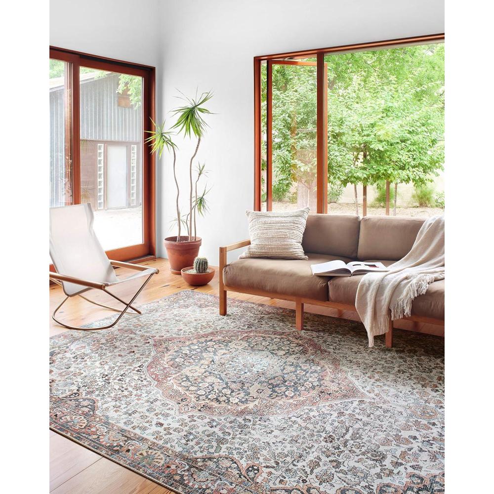imageLoloi Wynter Collection WYN02 AuburnMulti 86quot x 116quot Area Rug 13quot Thick Area Rug Soft Durable Printed Vintage Inspired Low Pile NonShedding Easy Clean Living Room RugRed Multi