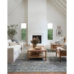 Loloi Amber Lewis Billie Collection, Ink & Salmon 8′-6″ x 11′-6″ Area Rug – Antique & Distressed Accent Rugs for Living Room, Bedroom, Entryway & Hallway, No Shed High Traffic Area Home Decor Rug(Denim / Blush)