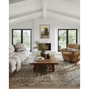 Loloi Amber Lewis Georgie Collection GER-10 Moss/Bark 8′-4″ x 11′-6″, .19″ Pile Height, Area Rug(Moss / Salmon)