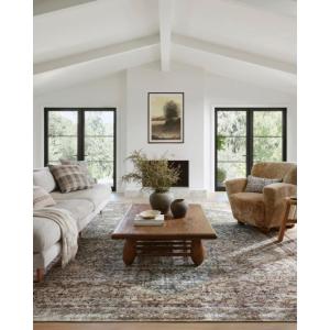 Loloi Amber Lewis Georgie Collection GER-10 Moss/Bark 8′-4″ x 11′-6″, .19″ Pile Height, Area Rug(Teal / Antique)