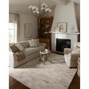 Loloi Amber Lewis Rocky Collection ROC-03 Natural/Fog, 9′-3″ x 13′, Area Rug(Ivory / Silver)