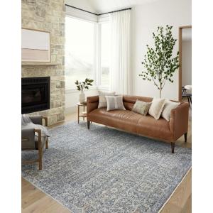 Loloi Angela Rose Blake Collection BLA-02 Ocean/Mocha 7′-10″ x 10′-2″, .25″ Pile Height, Fringe, Area Rug(Denim / Taupe)