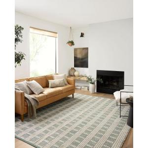 Loloi Angela Rose Colton Collection CON-01 Natural/Black 7′-6” x 9′-6”, .38″ Pile Height, Area Rug(Ivory / Sage)