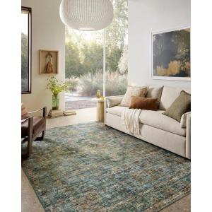 Loloi Anniston Collection ANS-01 Ivory/Stone 9′-0″ x 12′-0″ Machine Wash Area Rug(Lagoon / Multi)