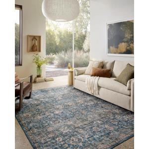 Loloi Anniston Collection ANS-01 Ivory/Stone 9′-0″ x 12′-0″ Machine Wash Area Rug(Lagoon / Natural)
