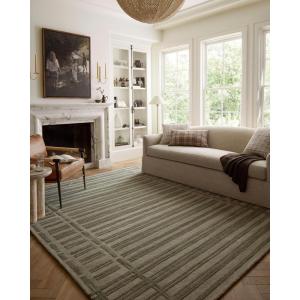 Loloi Chris Loves Julia Bradley Collection, Ivory & Grey, 2′-6″ x 7′-6″ Runner Rug – Classic Striped Area Rugs for Living Room, Bedroom, Entryway & Hallway, High Traffic Area Home Decor Rug(Sage / Olive)