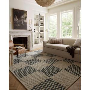 Loloi Chris Loves Julia Bradley Collection, Ivory & Grey, 2′-6″ x 7′-6″ Runner Rug – Classic Striped Area Rugs for Living Room, Bedroom, Entryway & Hallway, High Traffic Area Home Decor Rug(Beige / Midnight)