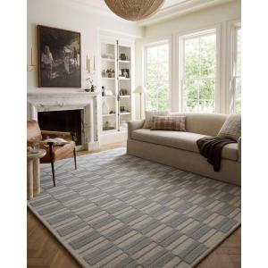 Loloi Chris Loves Julia Bradley Collection, Ivory & Grey, 2′-6″ x 7′-6″ Runner Rug – Classic Striped Area Rugs for Living Room, Bedroom, Entryway & Hallway, High Traffic Area Home Decor Rug(Ivory / Grey)