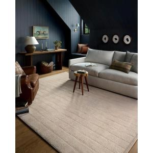 Loloi Chris Loves Julia Calvin Collection CLV-01 Pebble/Ivory 7′-10″ x 10′ Area Rug Checkered Neutral Soft Living Room Bedroom Carpet(Ivory / Oatmeal)