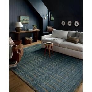 Loloi Chris Loves Julia Calvin Collection CLV-01 Pebble/Ivory 7′-10″ x 10′ Area Rug Checkered Neutral Soft Living Room Bedroom Carpet(Ocean / Olive)