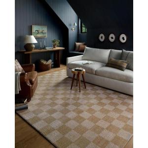 Loloi Chris Loves Julia Calvin Collection CLV-01 Pebble/Ivory 7′-10″ x 10′ Area Rug Checkered Neutral Soft Living Room Bedroom Carpet(Wheat / Ivory)