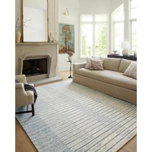 Loloi Chris Loves Julia Chris Collection CHR-02 Natural/Sage 8′-6” x 11′-6”, .50″ Pile Height, Area Rug(Ivory / Denim)