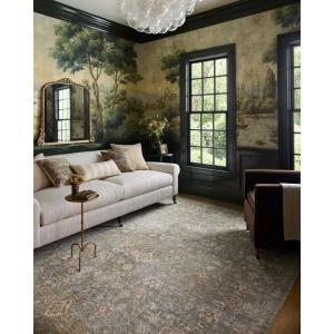 Loloi Chris Loves Julia Palma Collection PLM-01 Bark/Natural 7′-10″ x 10′ Area Rug Vintage Style Boho Living Room Bedroom Carpet(Blue / Natural)