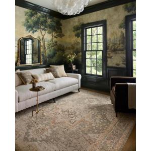 Loloi Chris Loves Julia Palma Collection PLM-01 Bark/Natural 7′-10″ x 10′ Area Rug Vintage Style Boho Living Room Bedroom Carpet(Olive / Spice)