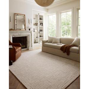 Loloi Chris Loves Julia Polly Collection POL-05 Area Rug 7′-9″ x 9′-9″ Slate/Ivory Rectangular 0.38″ Thick(Smoke / Sand)