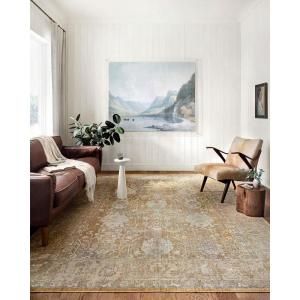 Loloi Chris Loves Julia Rosemarie 7′-10″ x 10′ Area Rug in Sage/Blush – Classic No-Shed Area Rug, Soft Living Room Rug, Antique Inspired Modern Rug for Living Area, Bedroom, Dining Room(Gold / Sand)