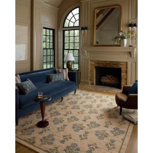 Loloi Chris Loves Julia Rue Collection RUE-04 Moss/Blue 2′-3″ x 3′-9″ Accent Rug Jute Neutral Floral Living Room Bedroom Rug(Moss / Blue)