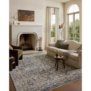 Loloi Clarisse Collection CLS-05 Olive/Multi 7′-10″ x 10′-2″ Fringe Area Rug(Blue / Beige)
