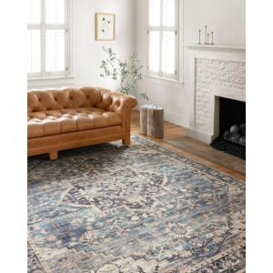 Loloi Hathaway Collection HTH-03 Java/Multi 9′-0″ x 12′-0″, .25″ Thick Area Rug, Soft, Durable, Printed, Modern, Low Pile, Non-Shedding, Easy Clean, Living Room Rug(Navy / Multi)